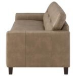 SCOTLAND FAUX LEATHER UPHOLSTERED TRACK ARM SOFA BROWN - Image 5
