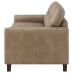 SCOTLAND FAUX LEATHER UPHOLSTERED TRACK ARM LOVESEAT BROWN - Image 5
