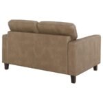 SCOTLAND FAUX LEATHER UPHOLSTERED TRACK ARM LOVESEAT BROWN - Image 7