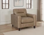 SCOTLAND FAUX LEATHER UPHOLSTERED TRACK ARM CHAIR BROWN - Image 2