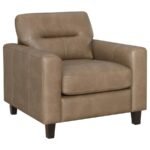 SCOTLAND FAUX LEATHER UPHOLSTERED TRACK ARM CHAIR BROWN
