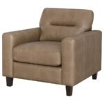 SCOTLAND FAUX LEATHER UPHOLSTERED TRACK ARM CHAIR BROWN - Image 4