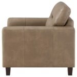 SCOTLAND FAUX LEATHER UPHOLSTERED TRACK ARM CHAIR BROWN - Image 5