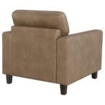 SCOTLAND FAUX LEATHER UPHOLSTERED TRACK ARM CHAIR BROWN - Image 7