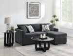 STOREY UPHOLSTERED SLEEPER SECTIONAL CHAISE SOFA DARK GREY - Image 2