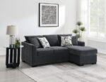 STOREY UPHOLSTERED SLEEPER SECTIONAL CHAISE SOFA DARK GREY - Image 3