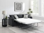 STOREY UPHOLSTERED SLEEPER SECTIONAL CHAISE SOFA DARK GREY - Image 4