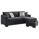 STOREY UPHOLSTERED SLEEPER SECTIONAL CHAISE SOFA DARK GREY - Image 5