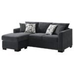 STOREY UPHOLSTERED SLEEPER SECTIONAL CHAISE SOFA DARK GREY - Image 7