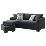 STOREY UPHOLSTERED SLEEPER SECTIONAL CHAISE SOFA DARK GREY - Image 8