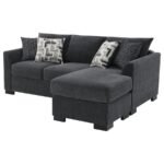 STOREY UPHOLSTERED SLEEPER SECTIONAL CHAISE SOFA DARK GREY - Image 11