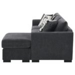 STOREY UPHOLSTERED SLEEPER SECTIONAL CHAISE SOFA DARK GREY - Image 12