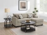 STOREY UPHOLSTERED SLEEPER SECTIONAL CHAISE SOFA CAMEL - Image 2