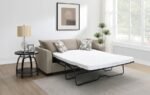 STOREY UPHOLSTERED SLEEPER SECTIONAL CHAISE SOFA CAMEL - Image 4