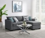 STOREY UPHOLSTERED SLEEPER SECTIONAL CHAISE SOFA GREY - Image 2