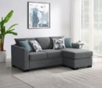 STOREY UPHOLSTERED SLEEPER SECTIONAL CHAISE SOFA GREY - Image 3