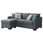 STOREY UPHOLSTERED SLEEPER SECTIONAL CHAISE SOFA GREY - Image 6