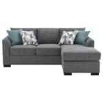 STOREY UPHOLSTERED SLEEPER SECTIONAL CHAISE SOFA GREY - Image 8