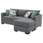 STOREY UPHOLSTERED SLEEPER SECTIONAL CHAISE SOFA GREY - Image 9