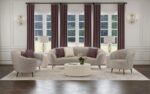 ELLORIE 3-PIECE UPHOLSTERED CURVED SOFA SET BEIGE