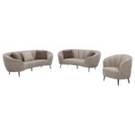 ELLORIE 3-PIECE UPHOLSTERED CURVED SOFA SET BEIGE - Image 2