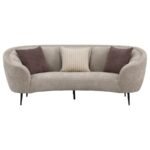 ELLORIE UPHOLSTERED CHANNEL BACK CURVED SOFA BEIGE - Image 3