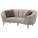 ELLORIE UPHOLSTERED CHANNEL BACK CURVED LOVESEAT BEIGE - Image 4