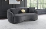 BROOKSIDE VELVET UPHOLSTERED CURVED SOFA DARK GREY - Image 2