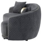 BROOKSIDE VELVET UPHOLSTERED CURVED SOFA DARK GREY - Image 5