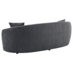 BROOKSIDE VELVET UPHOLSTERED CURVED SOFA DARK GREY - Image 6