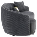BROOKSIDE VELVET UPHOLSTERED CURVED SOFA DARK GREY - Image 8