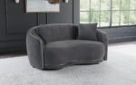 BROOKSIDE VELVET UPHOLSTERED CURVED LOVESEAT DARK GREY - Image 2