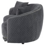 BROOKSIDE VELVET UPHOLSTERED CURVED LOVESEAT DARK GREY - Image 5