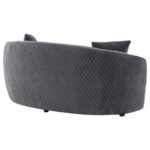 BROOKSIDE VELVET UPHOLSTERED CURVED LOVESEAT DARK GREY - Image 7