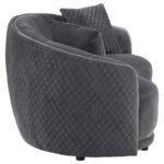 BROOKSIDE VELVET UPHOLSTERED CURVED LOVESEAT DARK GREY - Image 8