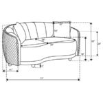 BROOKSIDE VELVET UPHOLSTERED CURVED LOVESEAT DARK GREY - Image 10