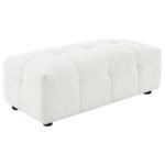 EVERLY BOUCLE UPHOLSTERED RECTANGULAR OTTOMAN OFF WHITE