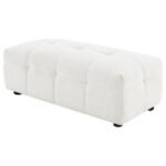EVERLY BOUCLE UPHOLSTERED RECTANGULAR OTTOMAN OFF WHITE - Image 4