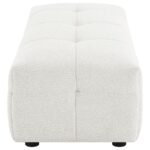 EVERLY BOUCLE UPHOLSTERED RECTANGULAR OTTOMAN OFF WHITE - Image 5