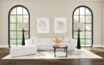 EVERLY BOUCLE UPHOLSTERED RECTANGULAR OTTOMAN OFF WHITE - Image 9