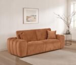 BURNETT CHENILLE UPHOLSTERED WIDE ARM SOFA BURNT ORANGE - Image 2