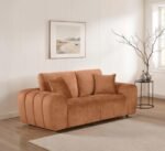 BURNETT CHENILLE UPHOLSTERED WIDE ARM LOVESEAT BURNT ORANGE - Image 2