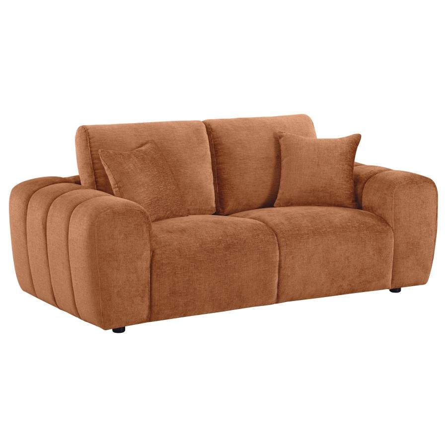504952_02x900.jpg BURNETT CHENILLE UPHOLSTERED WIDE ARM LOVESEAT BURNT ORANGE - Image 1