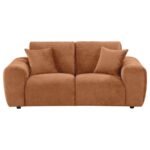 BURNETT CHENILLE UPHOLSTERED WIDE ARM LOVESEAT BURNT ORANGE - Image 3