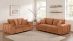 BURNETT CHENILLE UPHOLSTERED WIDE ARM LOVESEAT BURNT ORANGE - Image 11
