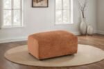 BURNETT CHENILLE UPHOLSTERED OTTOMAN BURNT ORANGE - Image 2