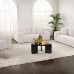 BURNETT 3-PIECE CHENILLE UPHOLSTERED SOFA SET IVORY