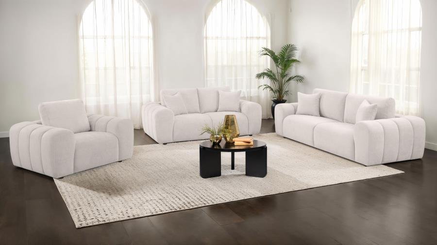 504955-S3_01x900.jpg BURNETT 3-PIECE CHENILLE UPHOLSTERED SOFA SET IVORY - Image 1
