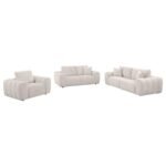 BURNETT 3-PIECE CHENILLE UPHOLSTERED SOFA SET IVORY - Image 2