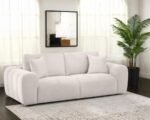 BURNETT CHENILLE UPHOLSTERED WIDE ARM SOFA IVORY - Image 2